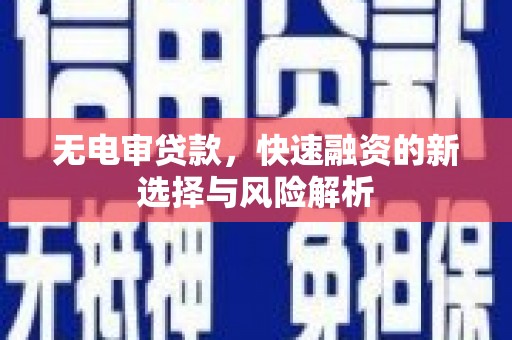 沛县无电审贷款，快速融资的新选择与风险解析