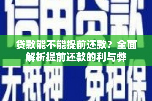 沛县贷款能不能提前还款？全面解析提前还款的利与弊