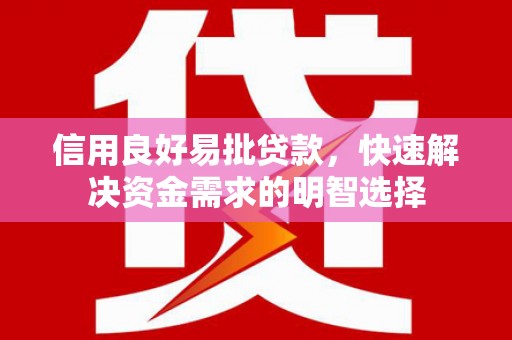 沛县信用良好易批贷款，快速解决资金需求的明智选择