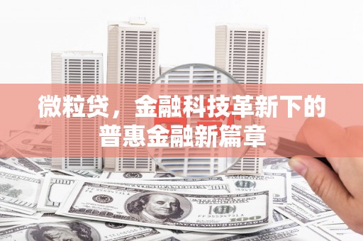 沛县微粒贷，金融科技革新下的普惠金融新篇章